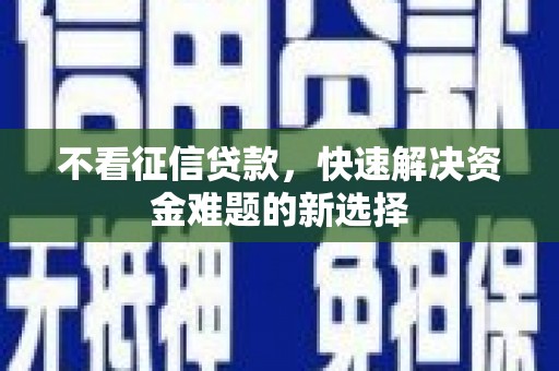 赞皇不看征信贷款，快速解决资金难题的新选择