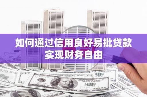 赞皇如何通过信用良好易批贷款实现财务自由